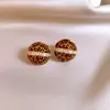 Aretes Ovalados Estilo Maillard Castaño Caramelo Piedra Ojo de Tigre para Mujer, Aretes Vintage Otoño e Invierno, Novedad 2026