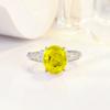 Anillo de compromiso de princesa con gema colorida en forma de huevo Clásico europeo y americano de doble fila Anillo de color ovalado con diamante y circón en forma de huevo