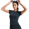 Camiseta Transfronteiriça Nude Gola Redonda Manga Curta Ombro Direito Look Emagrecedor Justa Casual Fitness Esporte Top Roupa de Yoga para Mulheres