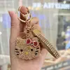 Colgante de Gato Kt con Diamantes Completos de Moda Llavero Creativo con Pedrería Colgante para Bolso de Pareja Accesorio para Llavero de Coche
