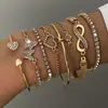 Novo conjunto de pulseiras com figura 8 infinito cravejado de diamantes, transfronteiriço europeu e americano, joias da moda em liga metálica simples retrô criativa, atacado