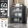 Estantería de Piso Simple para el Hogar Librero con Puerta Gabinete de Almacenamiento a Prueba de Polvo Gabinete de Almacenamiento para Sala de Estar Gabinete de Almacenamiento de Pared