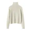 Suéter de Cachemir con Lentejuelas de Cuello Medio para Mujer, Nuevo Suéter Base de Punto de Color Sólido Otoño/Invierno, Top de Manga Larga Ajustado