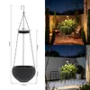 Luminária solar para pátio externo, luminária de vaso de flores, luminária pendente decorativa de ambiente para jardim de villa, luminária pendente de vaso de flores à prova de chuva para varanda