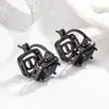 Pendientes de Hebilla para Oreja Cuadrados de Circonita Negros de Doble Cara de Moda Geniales Transfronterizos Explosivos para Mujer Nueva Moda Lujo Ligero Sensación de Alta Gama