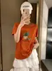 Camisa de Algodão de Bambu Solta Feminina Gola Redonda Manga Curta Versátil Emagrecedora Floco de Neve Algodão Direto da Fábrica