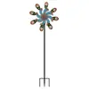 Estaca de chão para cata-vento de ferro retrô para exterior, cata-vento de metal rotativo de dupla face, ornamento decorativo para jardim, pátio e gramado
