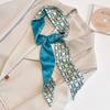 Pañuelo de seda largo y pequeño para mujer, banda para el pelo, doble cara, elegante, para bolso con lazo, pequeño, regalo de mano, pañuelo con lazo