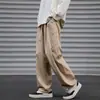 Calças de trabalho masculinas azul marinho, calças largas estilo japonês outono cityboy, calças casuais retas largas da moda