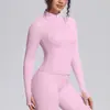 Chamarra casual con cierre para exteriores estilo europeo y americano, para correr y yoga, corte entallado, chaqueta de fitness de manga larga para mujer, ropa de yoga para mujer