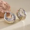 Aretes de Clip Metálicos Plegados Redondos en Forma de U Europeos y Americanos, Pendientes de Moda de Nicho de Alta Gama, Accesorios para Orejas Transfronterizos Simples y Elegantes