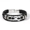 Pulsera Punk Trenzada de Cuero Transfronteriza Europea y Americana, Pulsera Sencilla de Múltiples Capas con Hebilla de Figura de Ocho, Joyería de Suministro Estable Transfronteriza
