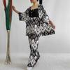 Roupas Femininas 2024 Verão Novidades Solta Tamanho Grande Estampada Manga Média Camisa Calça de Pernas Largas Conjunto Casual para Mulheres
