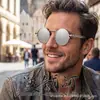 Óculos de Sol Punk Tendência Moda Europeia e Americana com Armação Redonda de Metal Personalizada para Homens, Óculos de Sol de Alta Qualidade com Mola para Atravessar Fronteiras para Mulheres Atacado