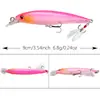 Señuelo Minnow de Hundimiento Lento 9cm/6.8g Anzuelo Triple con Pluma Señuelo Biónico 10 Colores Plástico Señuelo Duro Venta al por Mayor Transfronterizo