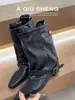 Botas de Cuero Suave de Punta Trendy para Desierto, Caña Media, Estilo Jinete, Botas para Mujer, Temperamento 2026, Botines, Hebilla, Nueva Pernera, Cinturón de Cuero Retro