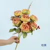 Rosa flor artificial decoração de casa ornamento arranjo de casamento arranjo de flores retrô buquê de rosa Ruyi de 7 cabeças flor artificial