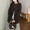 Cárdigan de punto de cachemira con cuello redondo y mangas largas, estilo minimalista casual de nicho, corte holgado, chaqueta de punto para mujer, otoño e invierno