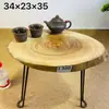 Mesa de Centro com Raízes Esculpidas, Mesa Dobrável de Madeira Maciça, Mesa Lateral para Sofá, Mesa Dobrável para Carro, Mesa de Chá, Mesa de Chá Dobrável para Varanda de Camping