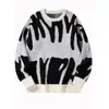 [Personalização Tricô] Estilo de Rua Americano Estilo Relaxado Padrão Zebra Tricô Masculino Outono e Inverno Tricô Preto Masculino e Feminino