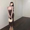 Traje de vestido cálido de terciopelo alemán para otoño e invierno Conjunto de dos piezas para mujer Estilo Spice Girls Cintura ceñida Cadera ajustada Falda de cola de pez de longitud media