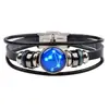 Zino nueva joyería creativa pulsera de doce constelaciones cuero tejido hebilla de vidrio joyería al por mayor una generación de cabello