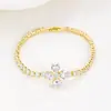 Douyin Transmissão ao Vivo Trevo de Quatro Folhas Pulseira Ajustável Deslizante Simples Acessível Luxo Feminino Ins Diamante Corrente de Pequeno Presente