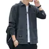 Camisa de Veludo Cotelê Pesado de Manga Longa para Outono Masculina, Estilo Hong Kong Casual Workwear Jaqueta Camisa de Veludo Cotelê, Solta Tendência