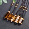 Collar con colgante de prisma hexagonal de doble punta con columna de cristal de ojo de tigre amarillo natural al por mayor, piedra original pulida, gran oferta transfronteriza