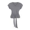 Moda Feminina Europeia e Americana de 2022 Site Independente da Amazon Gola V Cor Sólida Manga Curta Slim Fit Camiseta Manga Curta Camada de Base Top