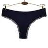 Fabricante de Exportación Transfronteriza Ropa Interior Femenina Sexy de Algodón con Encaje Hilo Color Puro Tanga para Mujer