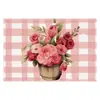 Mantel Rosa con Temática de Coche Decoración de Mesa para Fiesta Navideña Mantel de Mesa Estampado de Lino con Aislamiento Térmico Posavasos Mantel de Encaje