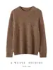 Camiseta Versátil de Punto Fino de Seda y Cachemira de 57 Calibre con Hilo Rústico, Hombro Ranglán para Mujer, Otoño Invierno