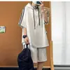 Trajes Deportivos y de Ocio de Comercio Exterior para Hombres y Mujeres, Nuevas Camisetas con Capucha de Manga Corta y Pantalones Cortos de Marca de Moda para el Verano, Trajes Sueltos y Versátiles