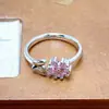Anillo Abierto Rosa Dulce Femenino Corazón Circonita Exquisita Mariposa Súper Hada Versátil Apilable Nicho Anillo de Alta Gama