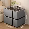 Mesita de noche Inteligente Simple Moderna Multifuncional con Carga Inalámbrica Altavoz Luz Lujo Dormitorio Uso en Casa Gabinete de Noche de Madera Maciza