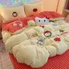Invierno Espesado Toalla Bordada Terciopelo de Leche Juego de Cuatro Piezas Sábanas Funda Nórdica Más Ropa de Cama Juego de Tres Piezas Dormitorio Estudiantil 4
