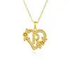 26 Collares con Letras Inglesas para Mujer, Colgante de Flor en Forma de Corazón con Diamantes, Cadena para Clavícula de Diseño Único, Accesorio Versátil de Lujo Ligero