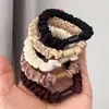 Elástico de cabelo grande cor de café fosco acetinado cor sólida para coque feminino
