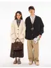 Cardigan de Punto Retro Estilo Coreano Preppy con Cuello en V para Mujer en Otoño Holgado Casual Versátil Chaqueta de Punto para Pareja