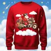Popular Sudadera Cruzada Europea y Americana Otoño e Invierno Nueva Sudadera Pulóver con Cuello Redondo de Moda Estampado 3D para Mujer Navidad Calle