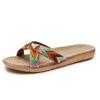 Pantuflas de Lino para Mujer Verano Hogar Interior Casa Oficina Piso Suela Antideslizante Pantuflas Hechas a Mano para Pareja para Hombre