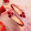 Zapatos de boda para mujer, estilo chino, de tacón alto, primavera 2024, nuevos zapatos rojos para novia, zapatos de boda rojos, tacones altos chinos Xiuhe tostados.