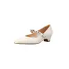 Zapatos Mary Jane cuadrados de alta calidad en piel de vaca con hebilla metálica, colección otoño 2026, zapatos de mujer de correa única de cuero genuino con tacón medio grueso