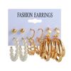 Pendientes de aleación con perlas, nueve pares, elegantes pendientes de borlas apiladas, con personalidad transfronteriza europea y americana de Amazon para verano.