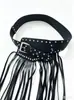 Cinturón de borlas y remaches estilo punk para mujer, fajín decorativo personalizado, accesorio retro americano de chica caliente para actuaciones