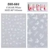 Pegatina de mariposa pintada a mano para uñas, mariposa simple retro en blanco y negro, pegatina de uñas tridimensional con joya DH681