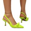 2025 Nuevo Estilo de Verano Moda Francesa Estilo Casual Lazo Punta Puntiaguda Espalda Hueca Tacón de Aguja Tacones Altos Estilo Personalizado