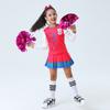 Disfraz de Addison de Zombie College, falda rosa para animadora infantil, bola de pelo larga de animadora morada y cuerda para el pelo a juego