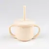 Vaso con Popote de Silicona para Bebé, Grado Alimenticio, Antiahogo, Antiderrames, Vaso de Aprendizaje para Beber, 210ml, Resistente a Mordeduras, Hervible y Esterilizable